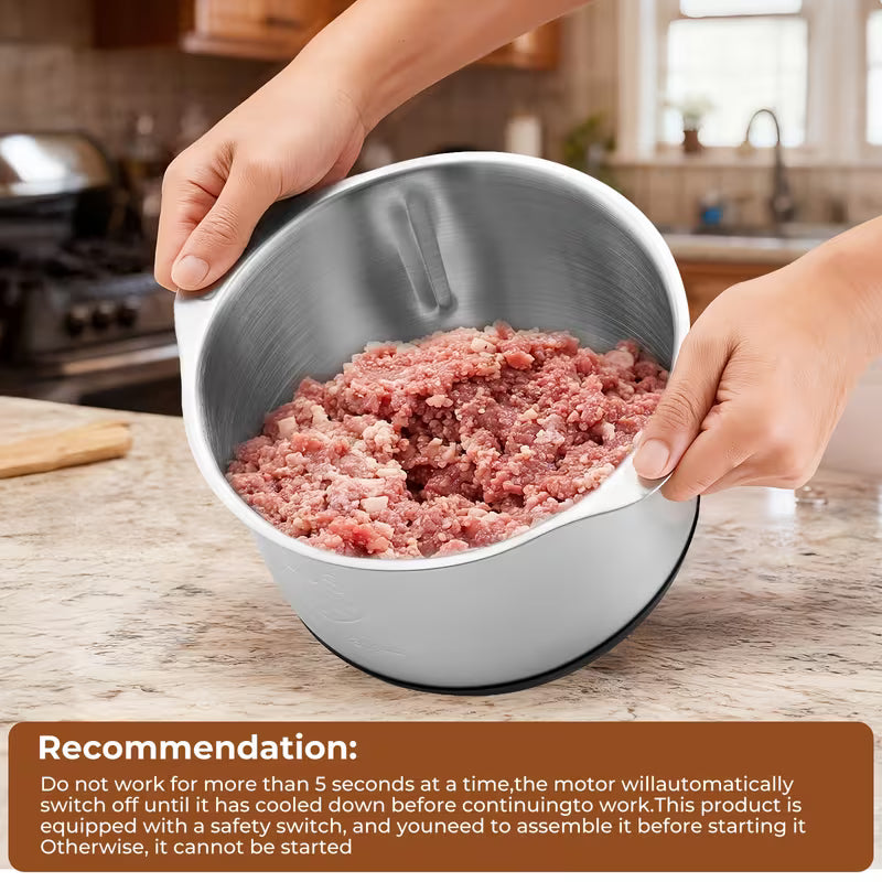 HHD 2L/3L/5 Vegetable Chopper & Meat Grinder with 3-Speed Heavy-Duty Motor, Fast Food Processor Suitable for Onions, Garlic, Veggies & Meat, EU Plug (220-240V)