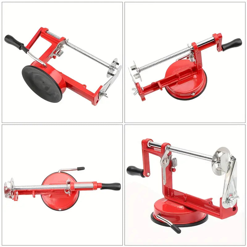 Amazing manual red stainless steel twisted potato apple slicer spiral french fry cutter cooking tools machine vegetable spiraliz