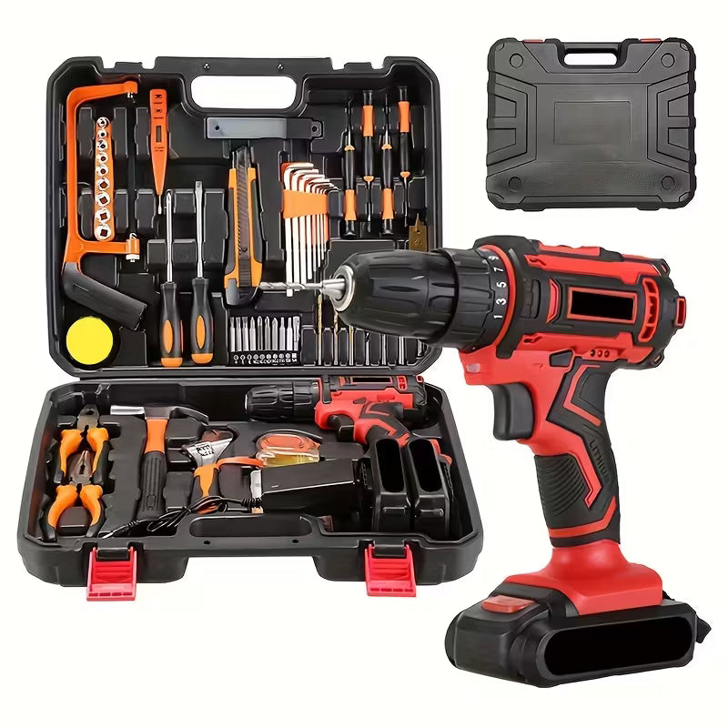 102pcs Set with 2 Batteries, Electric Drill Sleeve, Household Tool Sleeve, Electric Impact Wrench, Hand