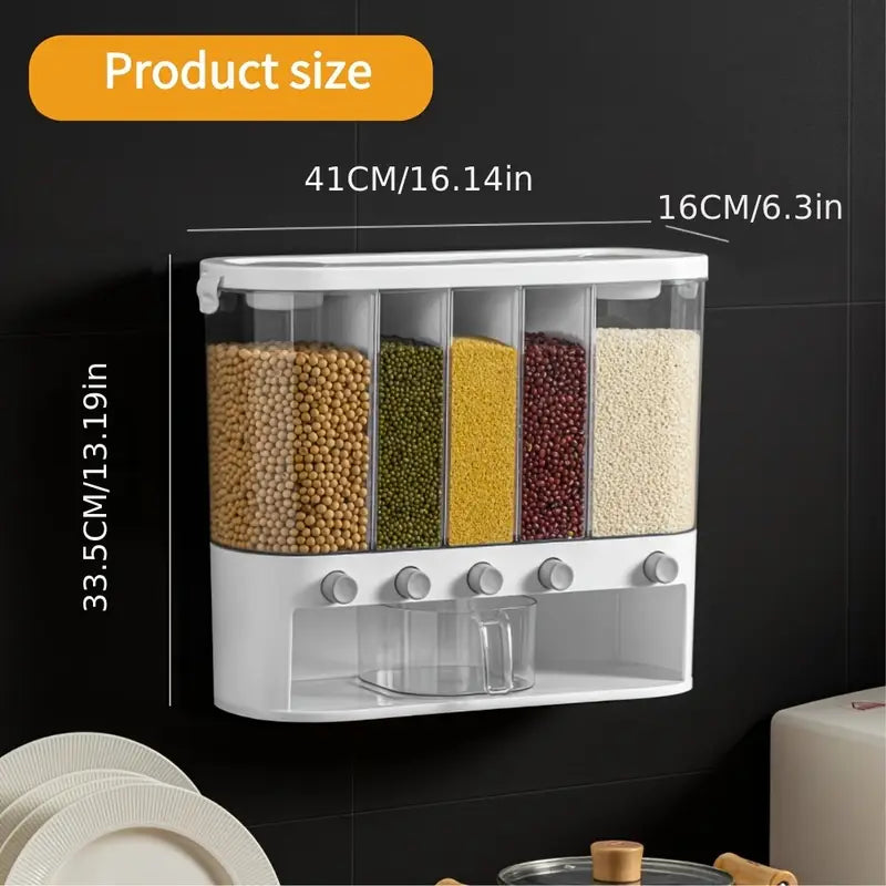 1pc Airtight Food Storage Container with Divided Compartments - Square Plastic Pantry Organizer for Rice, Beans, Pasta, Spices - Space-Saving Kitchen Storage with Flip-Top Lid, Hand