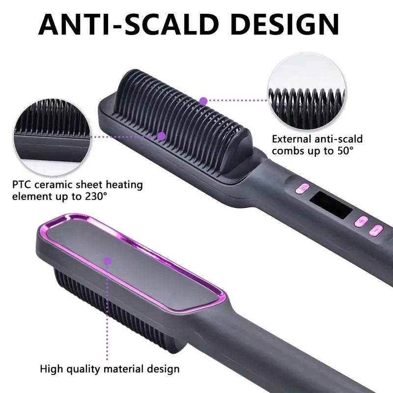 2 in 1 Electric Hair Straightener Curler Heating Styling Comb Straightening Brush - Multicolors 909