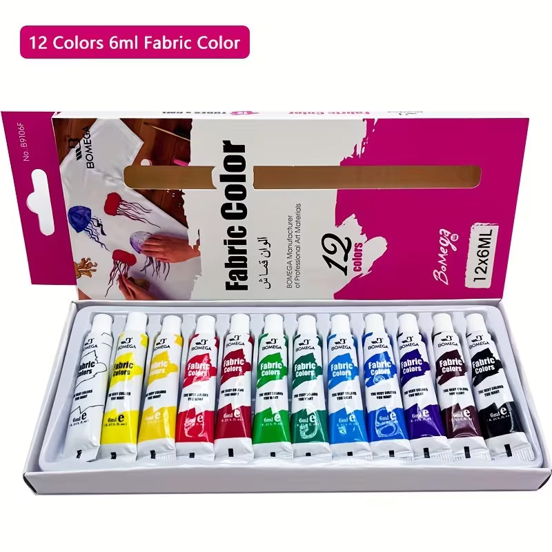Keep Smiling Fabric Color Paints - Pack Of 12 x 12ml