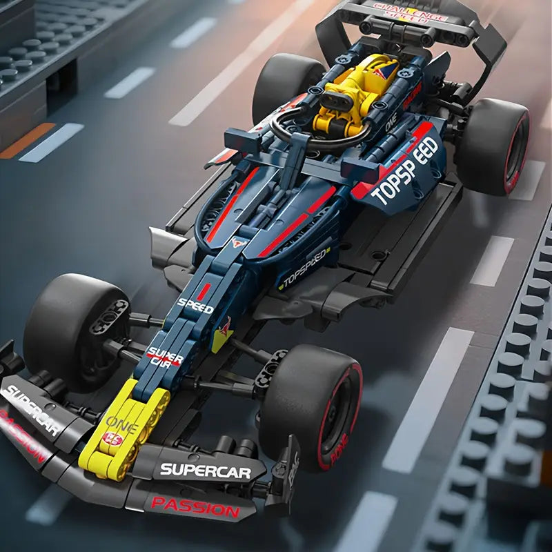 Super Cool 1:8 Green Formula Building Blocks Racing Car, Advanced Difficulty, Suitable for Ages 14 and Up, Home Decor, Office Decoration, Holiday Birthday Gift