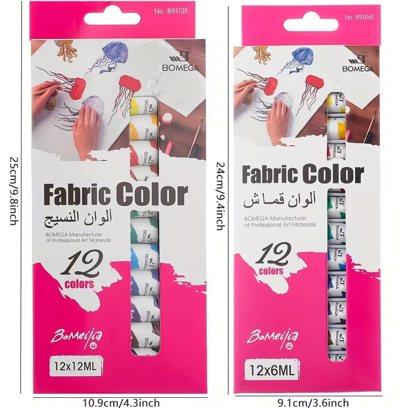 Keep Smiling Fabric Color Paints - Pack Of 12 x 12ml