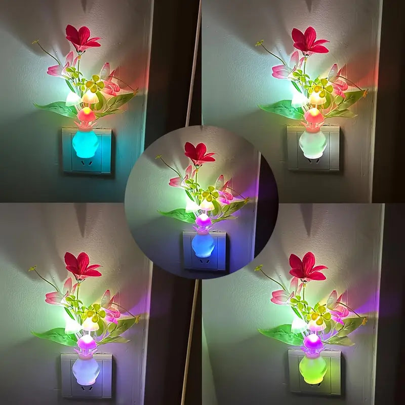 Plug-in Night Light with Auto Light Sensor, LED Mushroom Night Light Wall Based