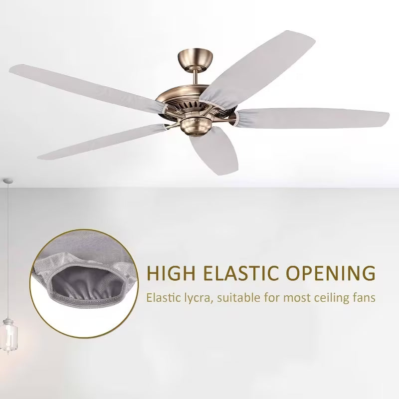 Pack of 04 Fan Cover Set - Ceiling Fan Blades & Motor Washable and Dust Proof Cover Grey