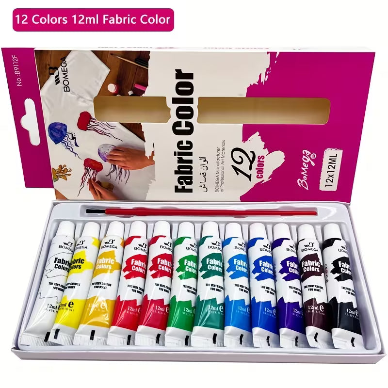 Keep Smiling Fabric Color Paints - Pack Of 12 x 12ml