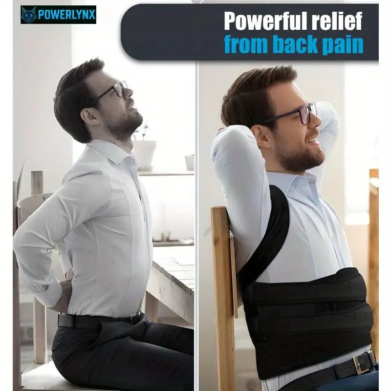 Unisex Black Adjustable Posture Corrector Back Brace - Neopren & Polyester,
