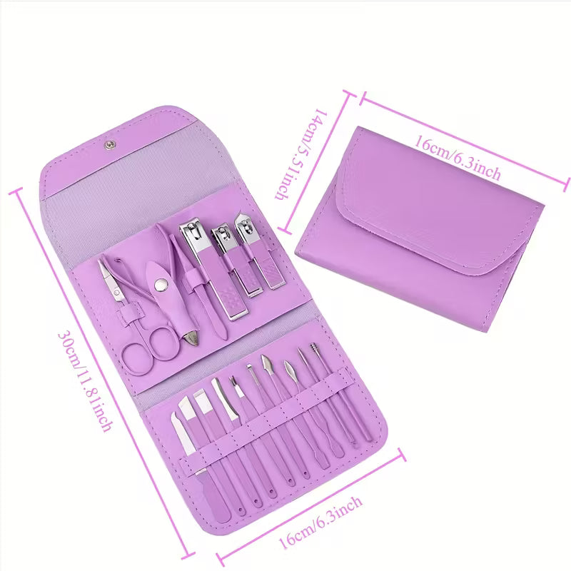 1 Set Of 16 Premium Stainless Steel Modern Style Of Nail Clippers Suit, Straight Blade Nail File, Ear