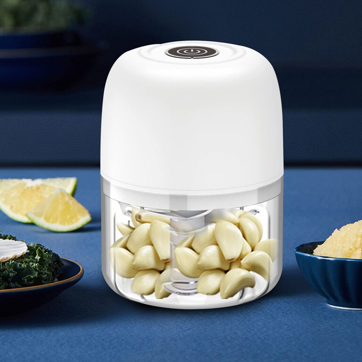 Portable USB Rechargeable Mini Garlic Chopper & Vegetable Cutter - Electric Food Processor for Kitchen, 250ml, White