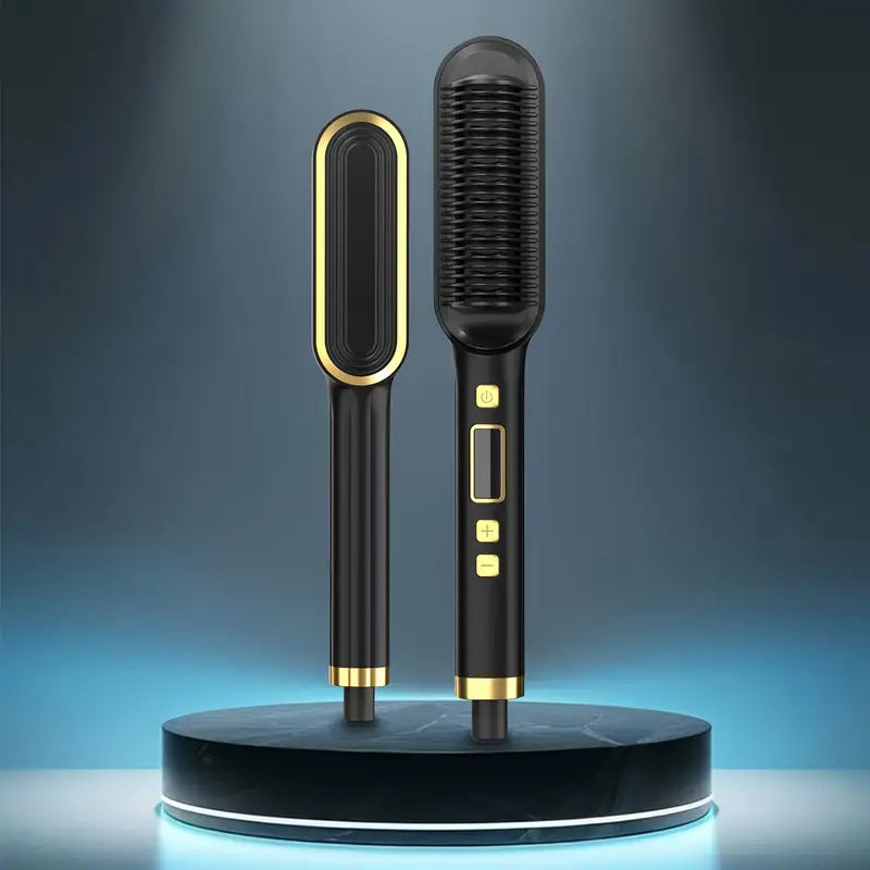 Hair Straightener Brush with Fast, Frizz Reduction & Multiple Temperature Settings, LED Display, Anti-Scald