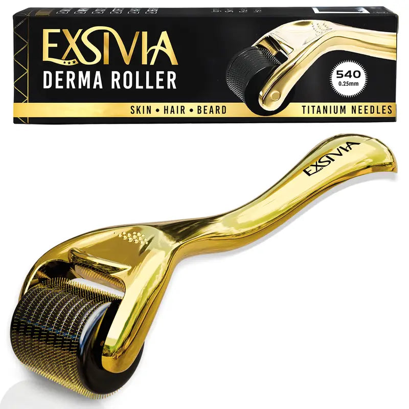 Derma Roller cosmetic microneedling kit for face, 0.25mm 540 TITANIUM Microneedle Roller for Smoothen Skin & Reduce Fine Lines