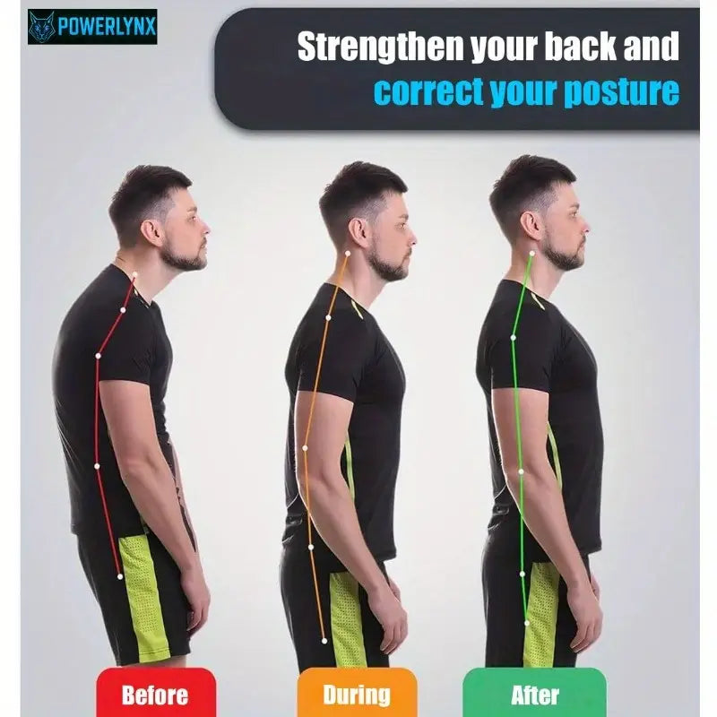 Unisex Black Adjustable Posture Corrector Back Brace - Neopren & Polyester,