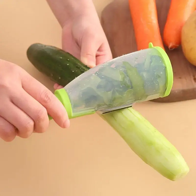 - Storage Peeler - Can peel all kinds of fruits and cucumber - No splash of peel - Peeler -carrot