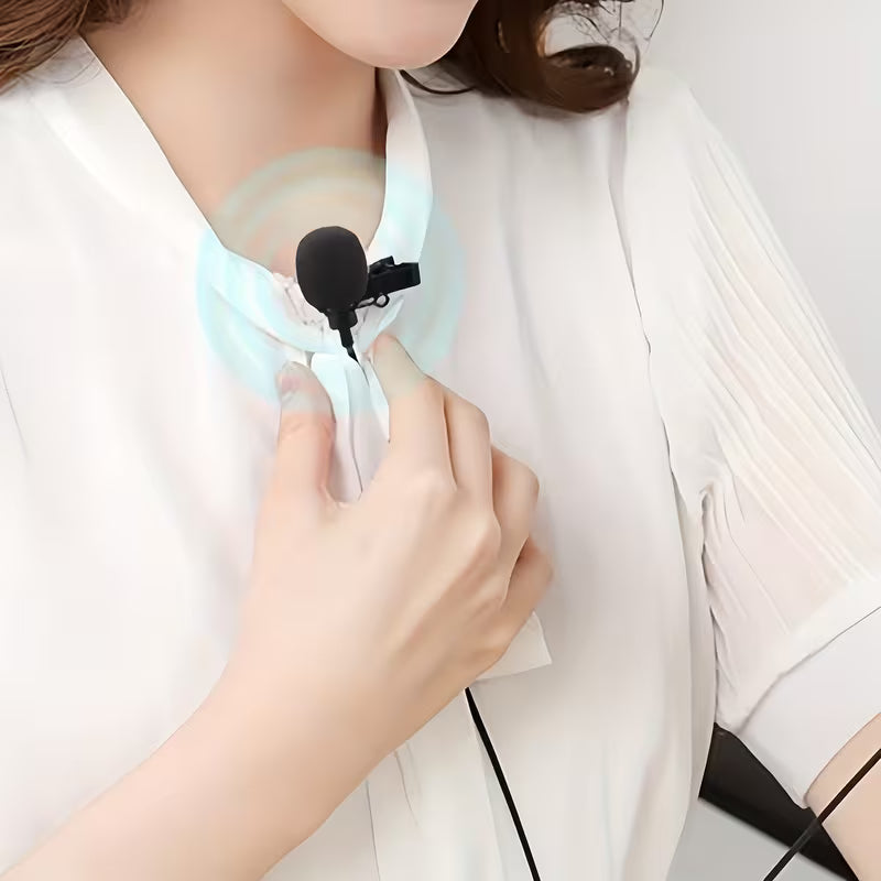 Clip-on Microphone Collar Lapel Lavalier Wired Mic Making Videos Voice Recording Collar Mic with Wird 3.5 mm Jack