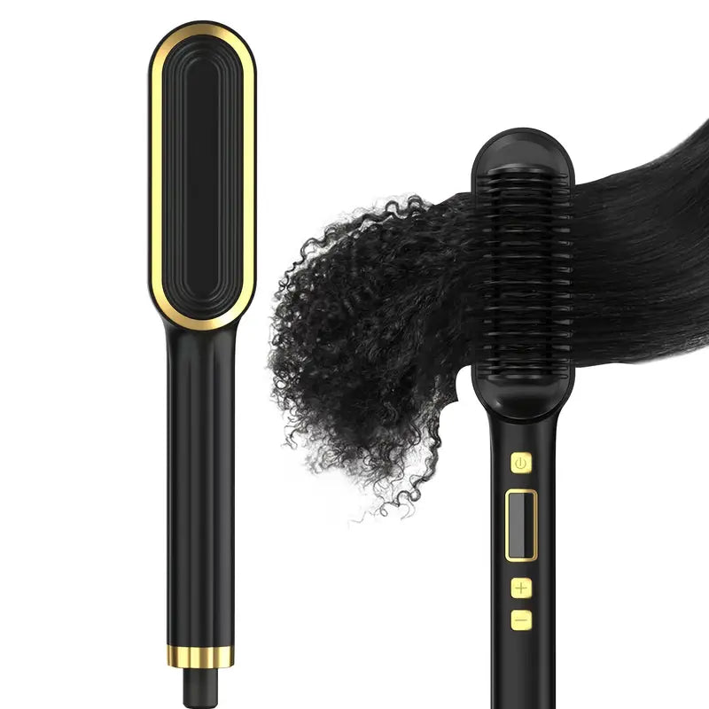 Hair Straightener Brush with Fast, Frizz Reduction & Multiple Temperature Settings, LED Display, Anti-Scald
