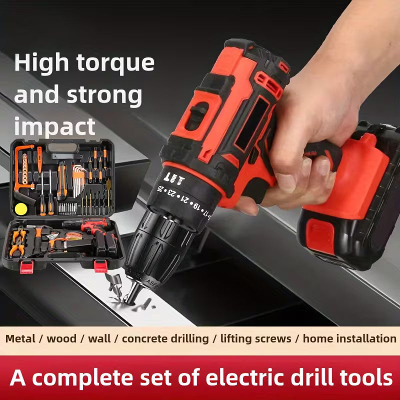 102pcs Set with 2 Batteries, Electric Drill Sleeve, Household Tool Sleeve, Electric Impact Wrench, Hand