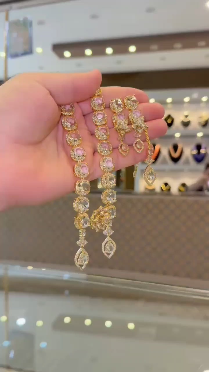 Aesthetic Accessories, Alloy Material Inlaid with Large Sparkling Rhinestones Set,